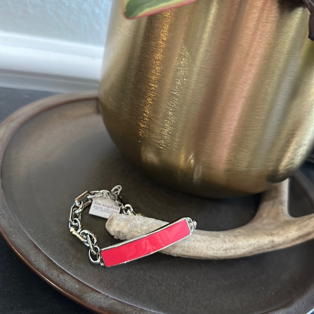 Lia Sophia Pink Enamel and Silver Bracelet NWT